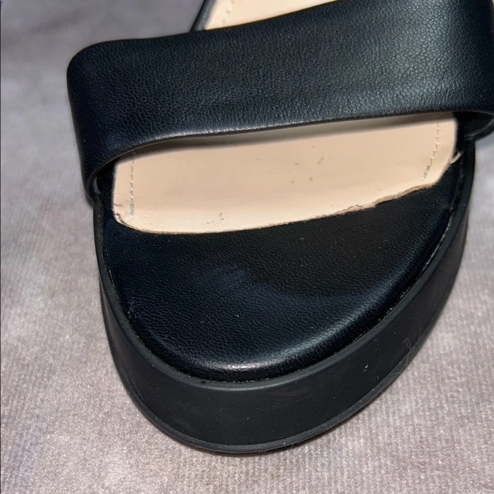 NWT AGL Janis Sandal Black Platform Sandals Heel Ankle Wrap Buckle Size 39